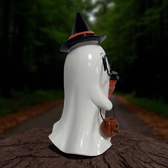 Cute Nerdy Ghost in Witch Hat with Glasses, Pumpkin Latte, and Pumpkin Pale - Picture 4 of 5